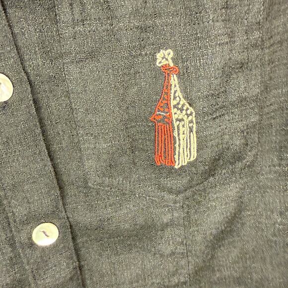 Vintage Premier International Black Button Down Embroidered Giraffe Size Large - Picture 7 of 7